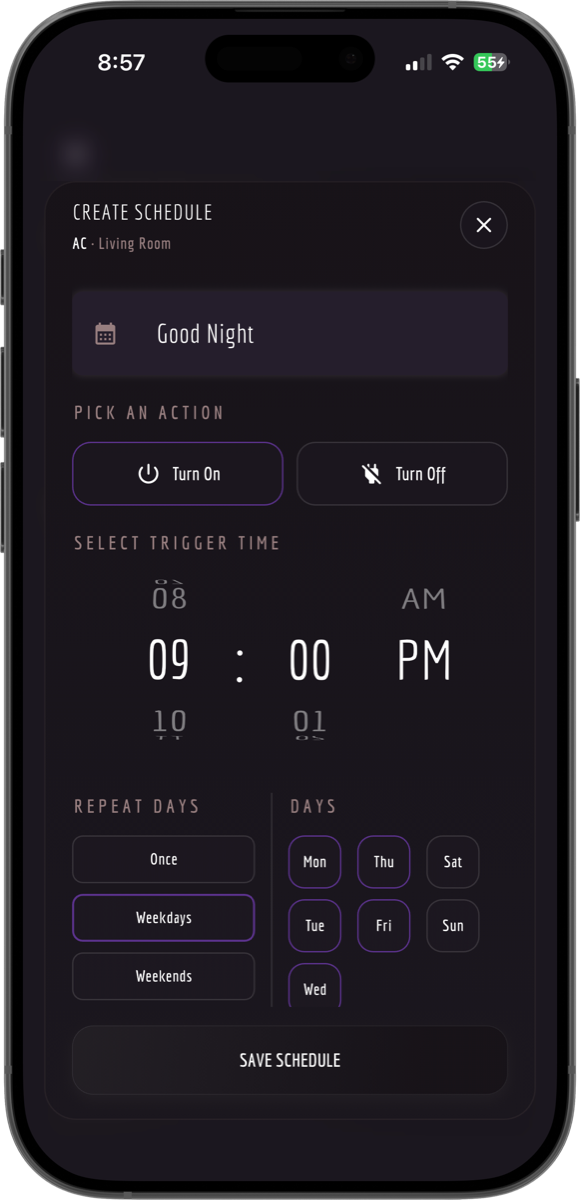 AC schedule page