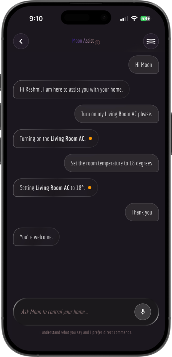 Moon AI simple temperature control