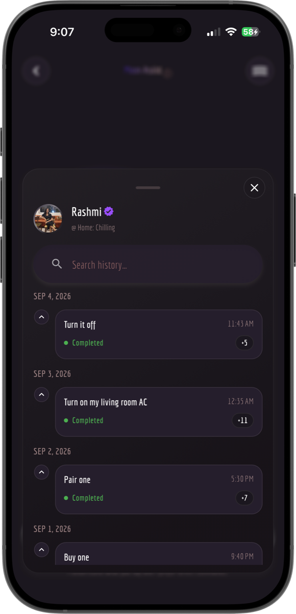 Moon AI chat history