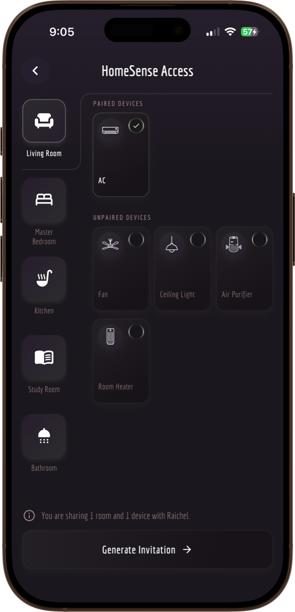 Select rooms for a member